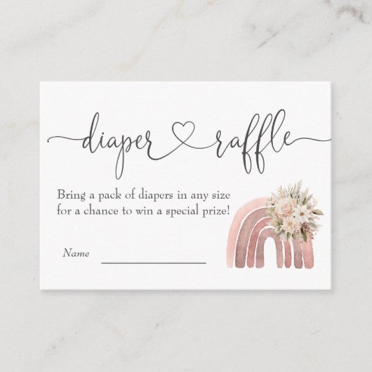 Boho Bloemen Regenboog Meisje Baby shower Luier Ra Informatiekaartje (Voorkant)