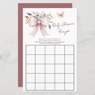 Boho Bloemen Roze Bow Meisje Baby shower Bingo