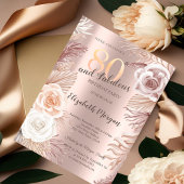 Boho Bloemen Roze Goud 80e Verjaardag Kaart