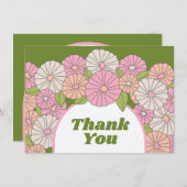 Boho Bloemen - Roze, Groen, Koraal Bedankkaart (Voorkant / Achterkant)