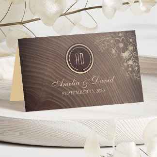 Boho Bloemen Rustiek Hout Bruiloft Plaats Kaart