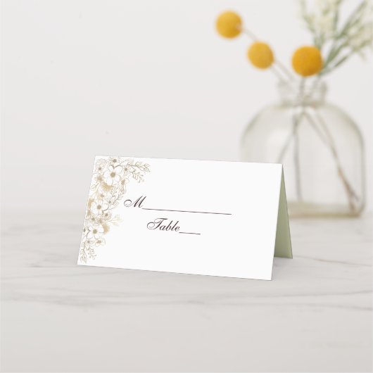 Boho Bloemen Rustiek Hout Bruiloft Plaats Kaart (Voorkant)