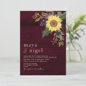 Boho Bloemen Rustieke Bourgondische bruiloft Kaart (Staand voorkant)