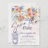 Boho Bloemen SAVE THE DATE Kaart (Voorkant)