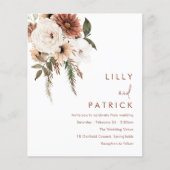 Boho Bloemen Terracotta Budget Bruiloft Uitnodigin (Voorkant)