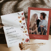 Boho Bloemen Terracotta Meadow Bruiloft uitnodigin Kaart