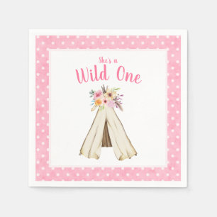Boho Bloemen Tribal Teepee Wild Een 1e Verjaardag Servetten