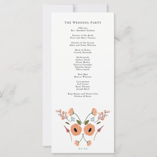 Boho Bloemen Trouwceremonie Programma (Achterkant)