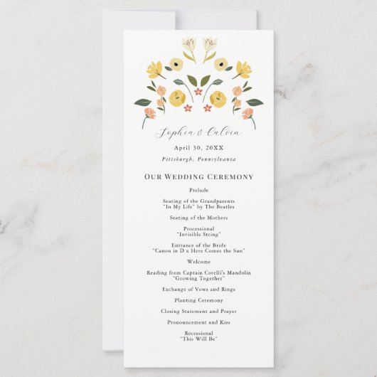 Boho Bloemen Trouwceremonie Programma (Voorkant)