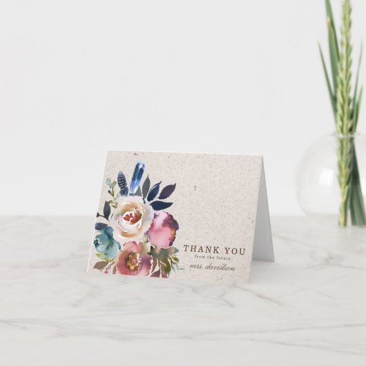 Boho Bloemen Veer Landelijke Douche Bedankkaart (Voorkant)
