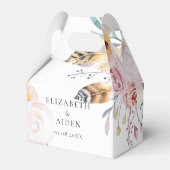 Boho Bloemen Veren & Water bruiloft Bedankdoosjes (Voorkant Zijde)