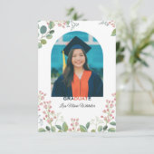 Boho Bloemen Verjaardagsfeest Uitnodiging Afstuder (Staand voorkant)