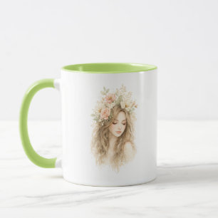 Boho Bloemen Vrouw Accent Mok