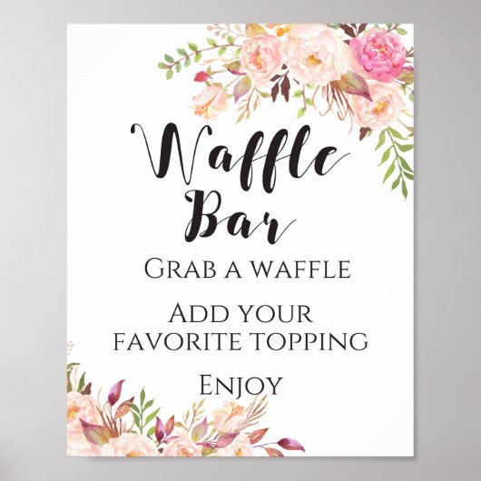 Boho bloemen Wafflebar Bord Poster (Voorkant)