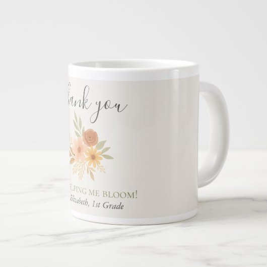 Boho Bloemen Waterverf Docent Dank u Extra Grote Beker (Voorkant rechts)