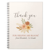 Boho Bloemen Waterverf Docent Dank u Notitieboek (Voorkant)