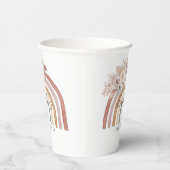 Boho Bloemen Waterverf Regenboog Baby shower Papieren Bekers (Rechts)