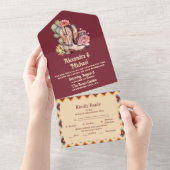 Boho Bloemen Westerne bruiloft All In One Uitnodiging (Afscheurbaar)