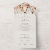 Boho Bloemen Westerne bruiloft All In One Uitnodiging (Binnen)