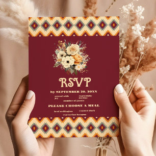 Boho Bloemen Westerne bruiloft RSVP Kaartje