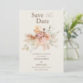 Boho Bloemen Westerne bruiloft Save The Date (Staand voorkant)