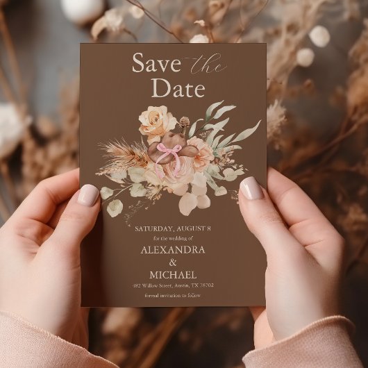 Boho Bloemen Westerne bruiloft Save The Date