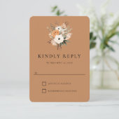 Boho Bloemen Westerse Huwelijksreactiekaart RSVP Kaartje (Staand voorkant)