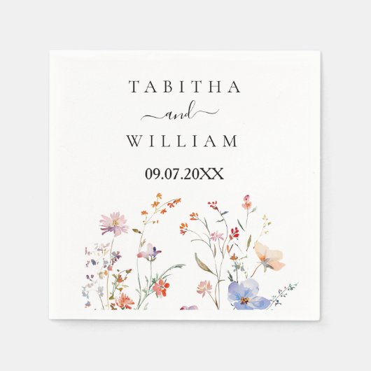 Boho bloemen wilde bloemen bruiloft servet (Voorkant)