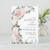 Boho Bloemen Winter Wedding Kaart (Staand voorkant)