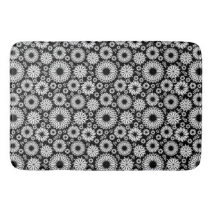 Boho bloemen Zwart en wit vector bloempatroon Badmat