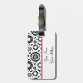 Boho bloemen Zwart en wit vector bloempatroon Bagagelabel (Achterkant verticaal)