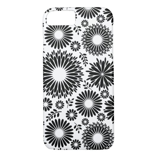 Boho bloemen Zwart en wit vector bloempatroon Case-Mate iPhone Case (Achterkant)