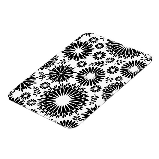 Boho bloemen Zwart en wit vector bloempatroon Magneet (Linkerzijde)