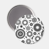 Boho bloemen Zwart en wit vector bloempatroon Magneet (Voorkant / Achterkant)