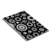 Boho bloemen Zwart en wit vector bloempatroon Notitieboek (Rechterzijde)