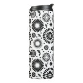 Boho bloemen Zwart en wit vector bloempatroon Thermosbeker (Gedraaid links)