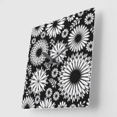 Boho bloemen Zwart en wit vector bloempatroon Vierkante Klok (Hoek)