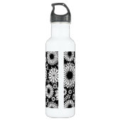 Boho bloemen Zwart en wit vector bloempatroon Waterfles (Achterkant)