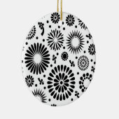 Boho bloemen Zwart-wit vector bloempatroon Keramisch Ornament (Rechts)