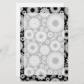 Boho bloemen Zwart-wit vectorbloempatroon Briefpapier (Voorkant / Achterkant)