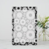 Boho bloemen Zwart-wit vectorbloempatroon Briefpapier (Staand voorkant)