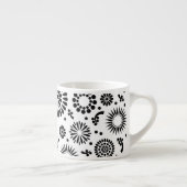 Boho bloemen Zwart-wit vectorbloempatroon Espresso Kop (Rechts)