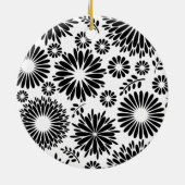 Boho bloemen Zwart-wit vectorbloempatroon Keramisch Ornament (Achterkant)