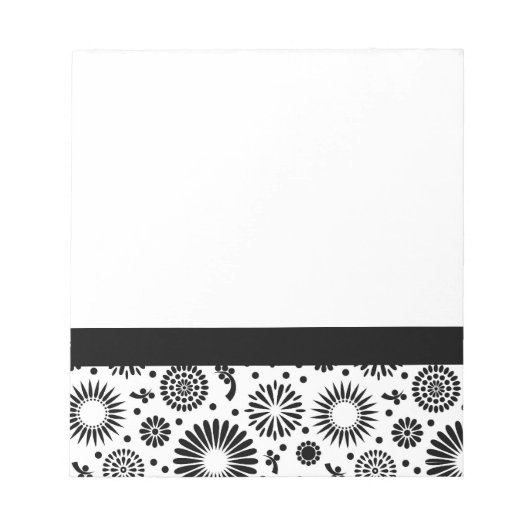 Boho bloemen Zwart-wit vectorbloempatroon Notitieblok (Voorkant)