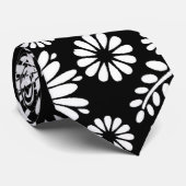 Boho bloemen Zwart-wit vectorbloempatroon Stropdas (Opgerold)