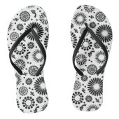Boho bloemen Zwart-wit vectorbloempatroon Teenslippers (Voetbed)