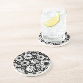 Boho bloemen Zwart-wit vectorbloempatroon Zandsteen Onderzetter (Zijkant)