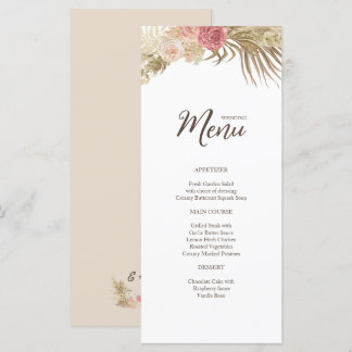 Boho Bloemenbruiloft Flat Menu