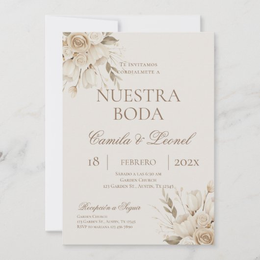 Boho bloemenbruiloft in het Spaans Kaart (Voorkant)