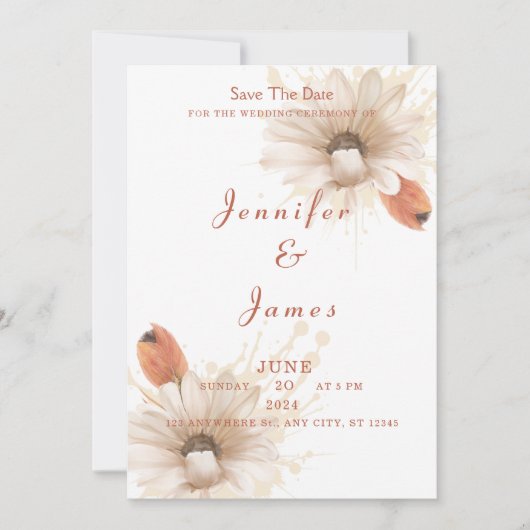 Boho bloemenbruiloft uitnodiging Save the Date (Voorkant)